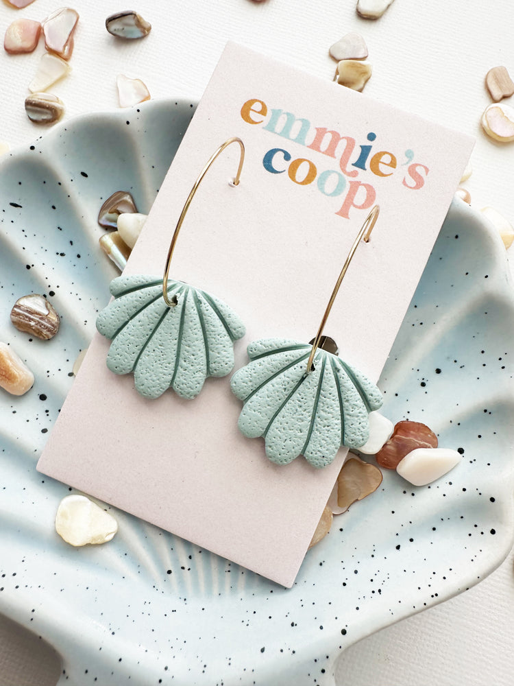 mint seashell // hoops