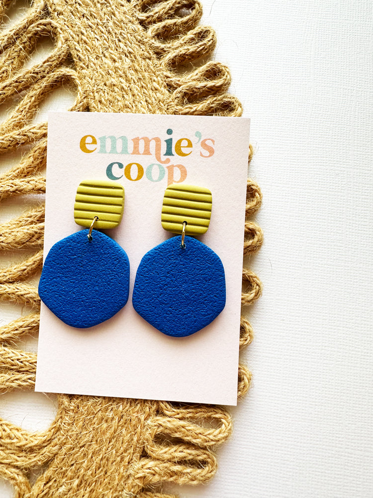 Chartreuse + cobalt dangles