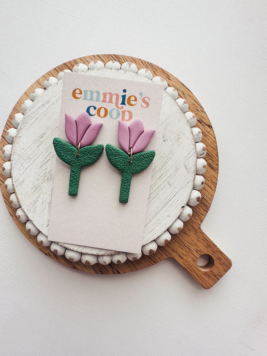 Pink tulip dangles