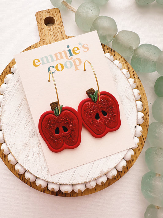 Glitter Apple Hoops // red, green + pink