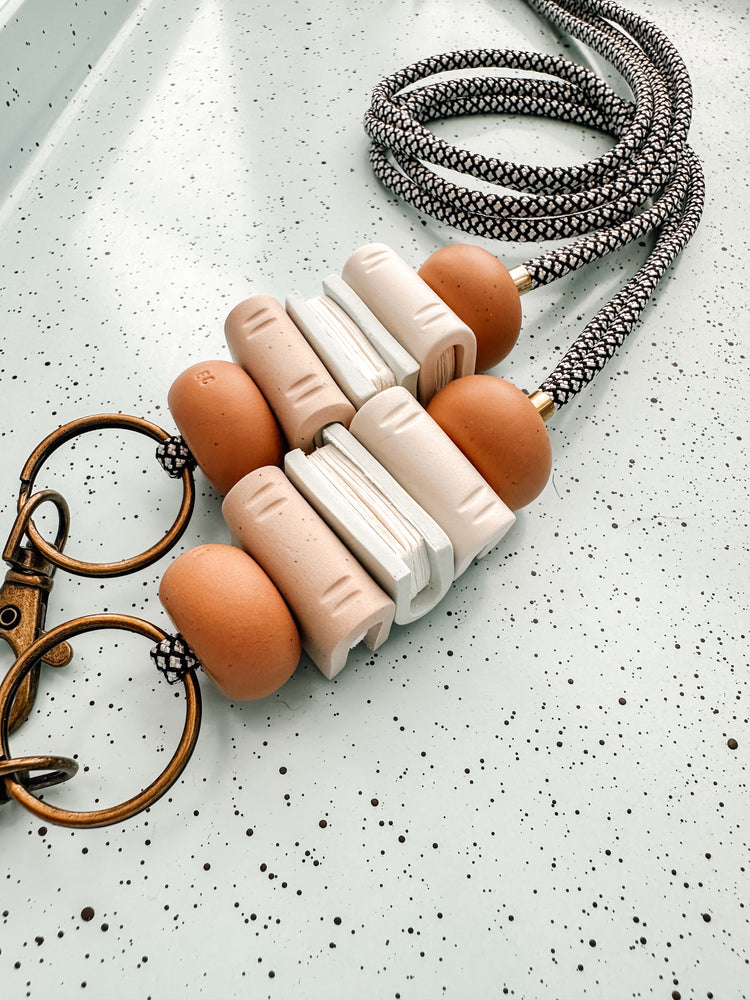book lanyard // caramel & neutrals
