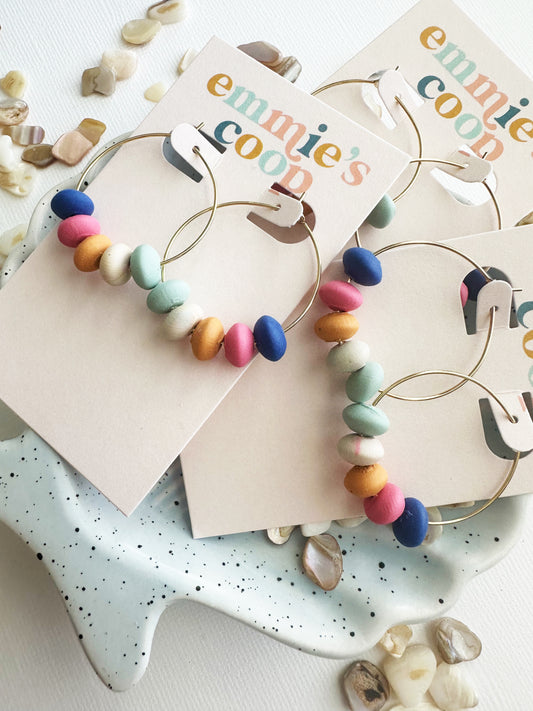 Clay beaded hoops
