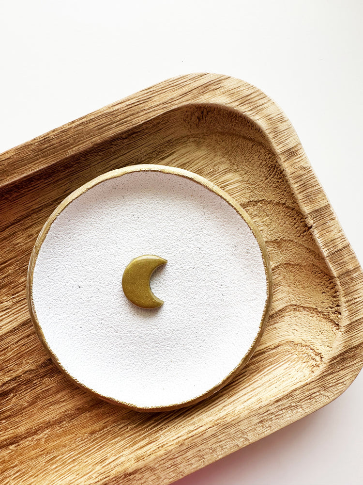 Cream + gold moon trinket dish