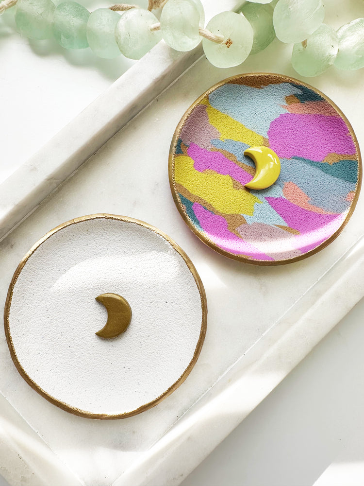 Cream + gold moon trinket dish