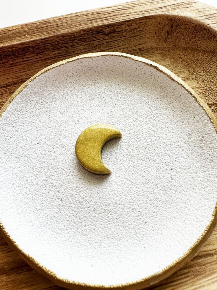 Cream + gold moon trinket dish